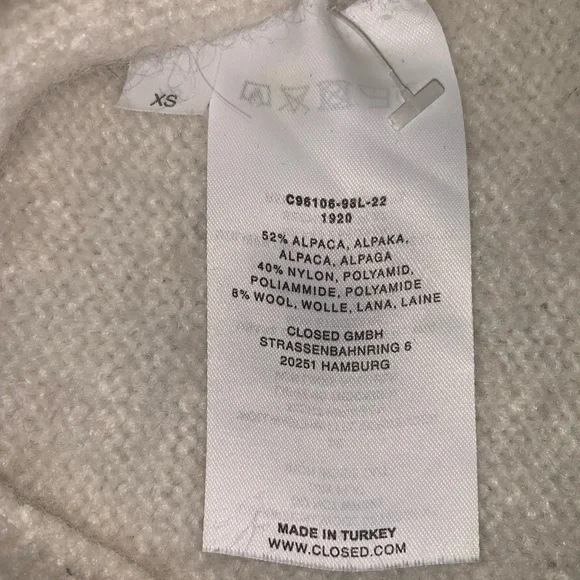 CLOSED Alpaca Wool Beige Sweater XS